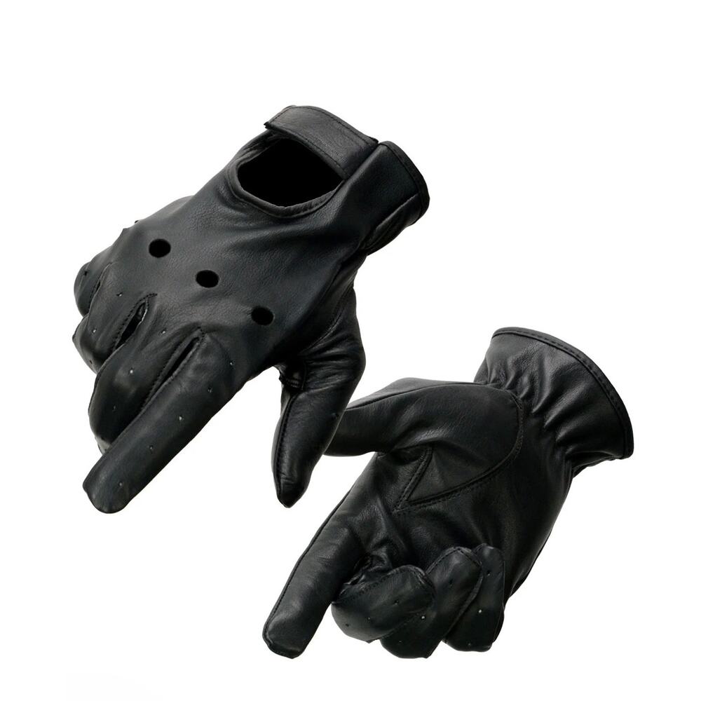 NWT Milwaukee Leather SH247 Men's Black Leather Unlined Driving Gloves